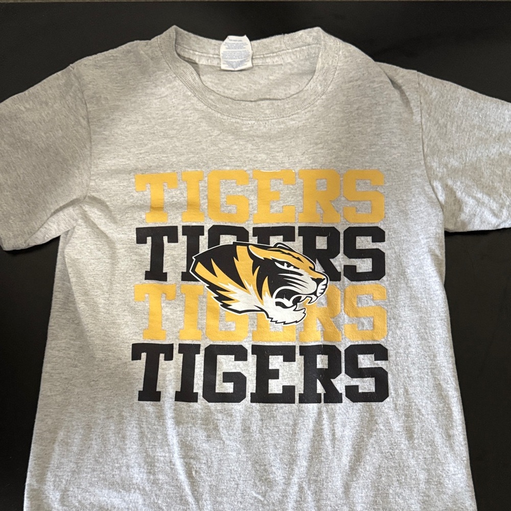 Port and Company Gray and Yellow Tigers Tee